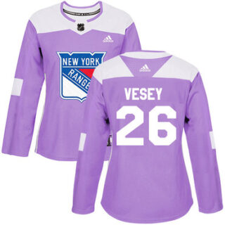 Women's New York Rangers #26 Jimmy Vesey Purple Authentic Fights Cancer Stitched NHL Jersey