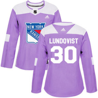 Women's New York Rangers #30 Henrik Lundqvist Purple Authentic Fights Cancer Stitched NHL Jersey