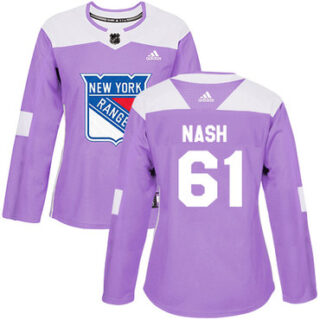 Women's New York Rangers #61 Rick Nash Purple Authentic Fights Cancer Stitched NHL Jersey