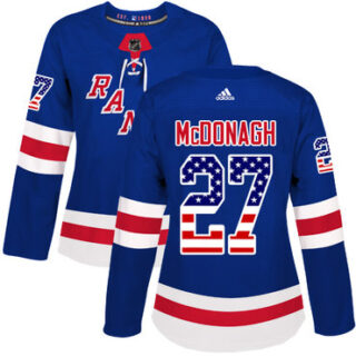 Women's New York Rangers #27 Ryan McDonagh Royal Blue Home Authentic USA Flag Stitched NHL Jersey