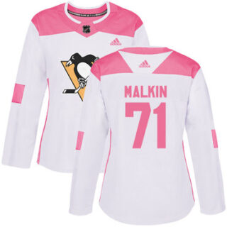 Women's Pittsburgh Penguins #71 Evgeni Malkin White Pink Authentic Fashion Stitched NHL Jersey