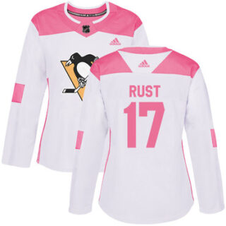 Women's Pittsburgh Penguins #17 Bryan Rust White Pink Authentic Fashion Stitched NHL Jersey