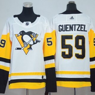Women's Pittsburgh Penguins #59 Jake Guentzel White Road Authentic Stitched NHL Jersey