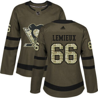 Women's Pittsburgh Penguins #66 Mario Lemieux Green Salute to Service Stitched NHL Jersey