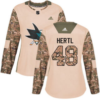 Women's San Jose Sharks #48 Tomas Hertl Camo Authentic 2017 Veterans Day Stitched NHL Jersey