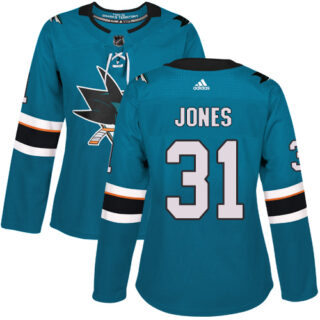 Women's San Jose Sharks #31 Martin Jones Teal Home Authentic Stitched NHL Jersey