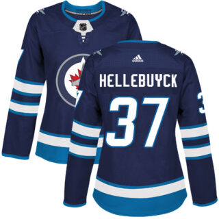 Women's Winnipeg Jets #37 Connor Hellebuyck Navy Blue Home Authentic Stitched NHL Jersey