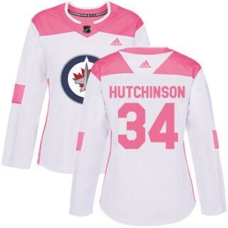 Women's Winnipeg Jets #34 Michael Hutchinson White Pink Authentic Fashion Stitched NHL Jersey
