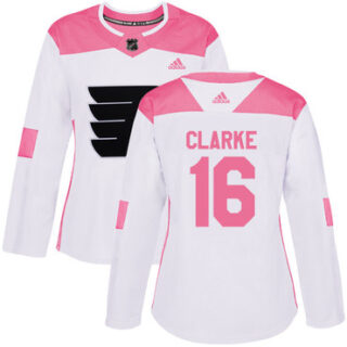 Women's Philadelphia Flyers #16 Bobby Clarke White Pink Authentic Fashion Stitched NHL Jersey