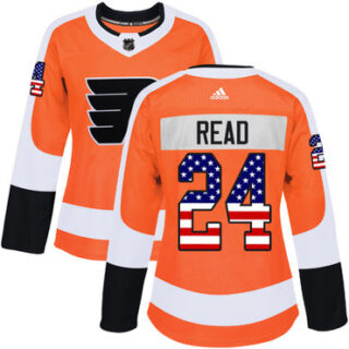 Women's Philadelphia Flyers #24 Matt Read Orange Home Authentic USA Flag Stitched NHL Jersey