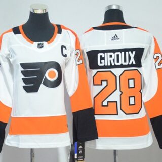 Women's Philadelphia Flyers #28 Claude Giroux White Road Authentic Stitched NHL Jersey