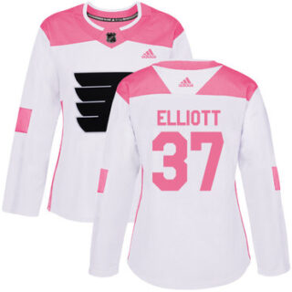 Women's Philadelphia Flyers #37 Brian Elliott White Pink Authentic Fashion Stitched NHL Jersey