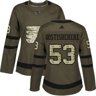 Women's Philadelphia Flyers #53 Shayne Gostisbehere Green Salute to Service Stitched NHL Jersey