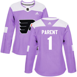 Women's Philadelphia Flyers #1 Bernie Parent Purple Authentic Fights Cancer Stitched NHL Jersey