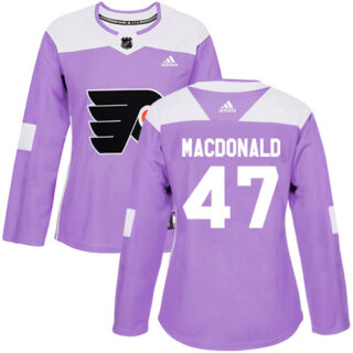 Women's Philadelphia Flyers #47 Andrew MacDonald Purple Authentic Fights Cancer Stitched NHL Jersey