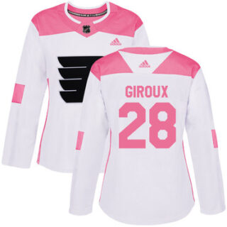 Women's Philadelphia Flyers #28 Claude Giroux White Pink Authentic Fashion Stitched NHL Jersey