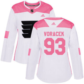 Women's Philadelphia Flyers #93 Jakub Voracek White Pink Authentic Fashion Stitched NHL Jersey