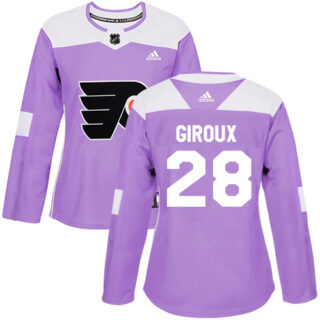 Women's Philadelphia Flyers #28 Claude Giroux Purple Authentic Fights Cancer Stitched NHL Jersey