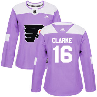 Women's Philadelphia Flyers #16 Bobby Clarke Purple Authentic Fights Cancer Stitched NHL Jersey