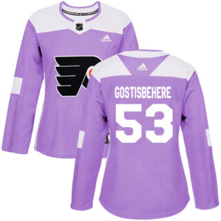 Women's Philadelphia Flyers #53 Shayne Gostisbehere Purple Authentic Fights Cancer Stitched NHL Jersey