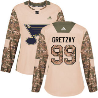 Women's St. Louis Blues #99 Wayne Gretzky Camo Authentic 2017 Veterans Day Stitched NHL Jersey