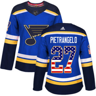 Women's St. Louis Blues #27 Alex Pietrangelo Blue Home Authentic USA Flag Stitched NHL Jersey