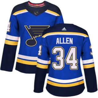 Women's St. Louis Blues #34 Jake Allen Blue Home Authentic Stitched NHL Jersey