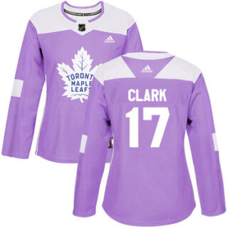 Women's Toronto Maple Leafs #17 Wendel Clark Purple Authentic Fights Cancer Stitched NHL Jersey