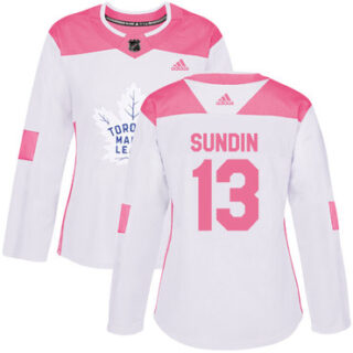 Women's Toronto Maple Leafs #13 Mats Sundin White Pink Authentic Fashion Stitched NHL Jersey