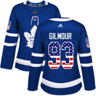 Women's Toronto Maple Leafs #93 Doug Gilmour Blue Home Authentic USA Flag Stitched NHL Jersey