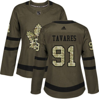 Women's Toronto Maple Leafs #91 John Tavares Green Salute to Service Stitched NHL Jersey