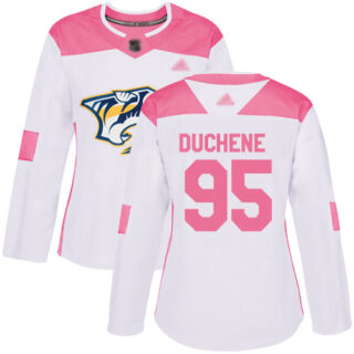 Women's Nashville Predators #95 Matt Duchene White Pink Authentic Fashion Stitched Hockey Jersey