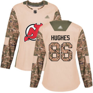 Women's New Jersey Devils #86 Jack Hughes Camo Authentic 2017 Veterans Day Stitched Hockey Jersey