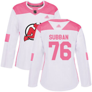 Women's New Jersey Devils #76 P. K. Subban White Pink Authentic Fashion Stitched Hockey Jersey