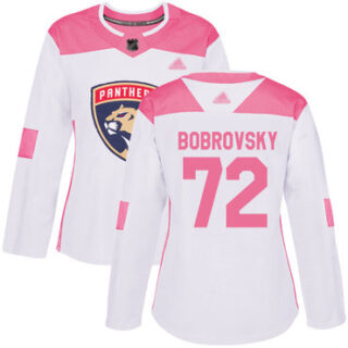 Women's Florida Panthers #72 Sergei Bobrovsky White Pink Authentic Fashion Stitched Hockey Jersey