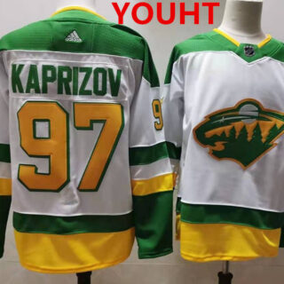 Youth Minnesota Wild #97 Kirill Kaprizov 2021 White Retro Stitched NHL Jersey