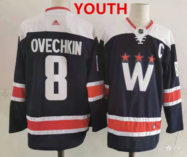 Youth Washington Capitals #8 Alex Ovechkin NEW Navy Blue Stitched NHL Jersey