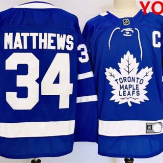 Youth Toronto Maple Leafs #34 Auston Matthews Blue 2024-25 Stitched Jersey