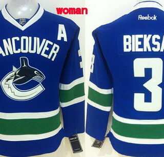 Women's Vancouver Canucks #3 Kevin Bieksa Blue Jersey