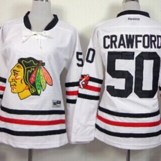 Women's Chicago Blackhawks #50 Corey Crawford 2015 Winter Classic White Jersey