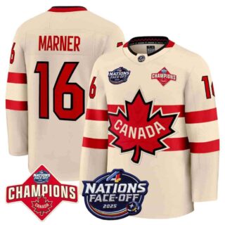 Canada 4 Nations Face-Off 2025 Champions Premium Cream Cale Makar 16 All Stitched Jersey