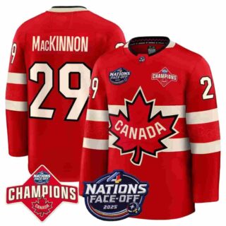 Canada 4 Nations Face-Off 2025 Premium Custom red Nathan MacKinnon 29 All Stitched Jersey