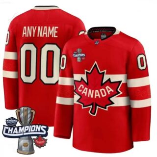 Custom Men's Canada 2025 4 Nations Face-Off Champions red All Stitched Jersey
