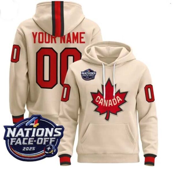 Custom Men's Canada 4 Nations Face-Off 2025 Pullover Hoodie All Stitched Jersey