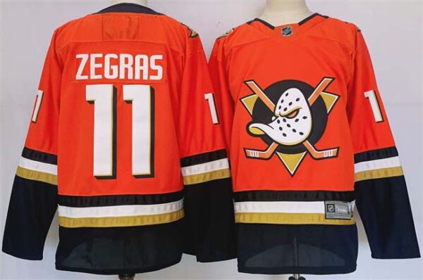 Men's Anaheim Ducks #11 Trevor Zegras Orange Black 2024-25 Stitched Jersey