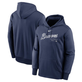 Men's Atlanta Braves Navy Collection Practice Performance Pullover Hoodie