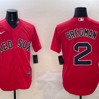 Men's Boston Red Sox #2 Alex Bregman Red Cool Base Stitched Baseball Jersey