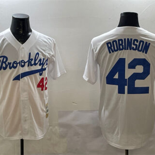 Men's Brooklyn Dodgers #42 Jackie Robinson White Stitched Baseball Jersey