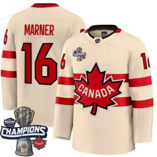 Men's Canada 2025 4 Nations Face-Off Champions Cream Mitch Marner 16 All Stitched Jersey