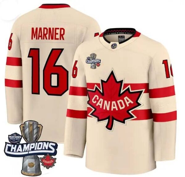 Men's Canada 2025 4 Nations Face-Off Champions Cream Mitch Marner 16 All Stitched Jersey